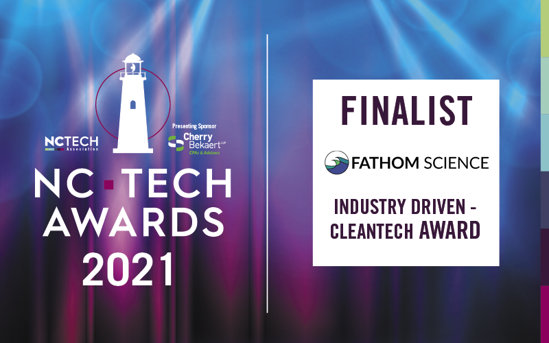 NC Tech Awards 2021 graphic with Fathom as finalist in Cleantech