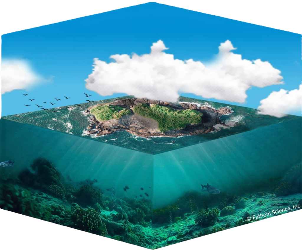 Graphic of 3D ocean and sky