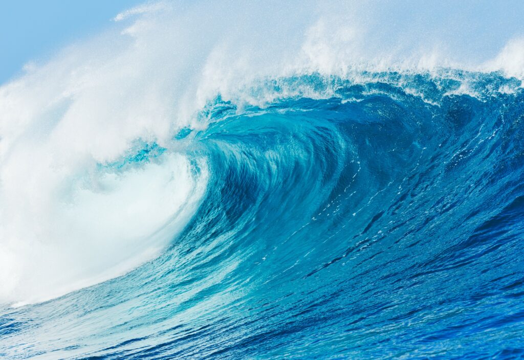 Cresting ocean wave